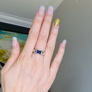 Vintage MidCentury Modern Lapis Lazuli 925 sterling Silver Ring size 8